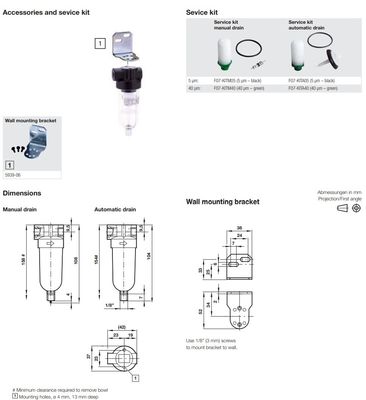 Διάλυμα αέρα NORGREN F07-100-M3TG Διαλύτης αέρα M1TA/200/M3TG
