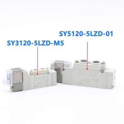 Μέγεθος θύρα Ø6 SY3420-6LZD-C6 SMC Πνευματική βαλβίδα ηλεκτροσυσσωρευτικού 3 θέση Κέντρο εξάτμισης DC12V