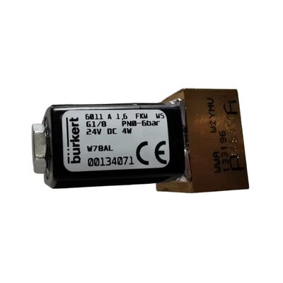 Burkert 00221886 6281 G1 1/4 2/2 Κανονικά κλειστή 25,0 οπή ροής FKM σφραγισμένο σώμα βαλβίδας ορείχαλκου DC24V 8W 0,2-16 bar 0~+120 ℃