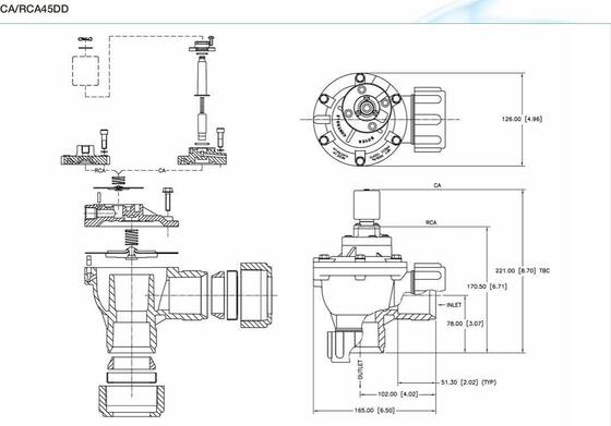 Πυκνωτική βαλβίδα CA45DD RCA45DD 1,5 ιντσών κλειδαριού ηλεκτρομαγνητικής βαλβίδας RCAC45T010-305