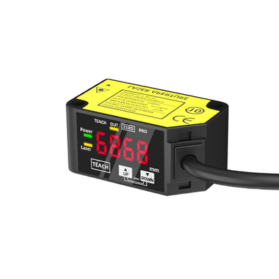Αισθητήρας μετατόπισης λέιζερ HG-C1400 Απόσταση αναφοράς 400mm Εύρος μέτρησης ±200mm Επαναληψιμότητα 800um IP67 12-24V DC NPN PNP 0-5V 4-20mA Αναλογική έξοδος