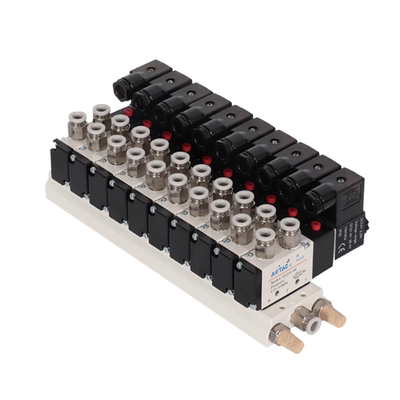Airtac 4V310-08 Pneumatic Control Solenoid Valve Manifold Kit 7 8 9 10 Station Valve Island Manual Override Function Multiple Voltage Options For Machine Debugging