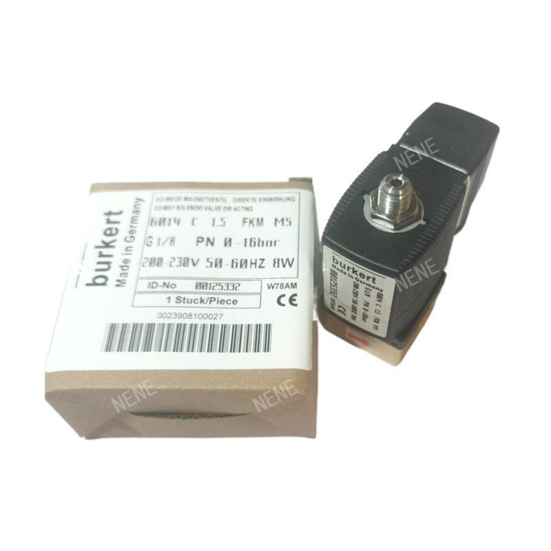 G1/4 Burkert Σολενοειδής βαλβίδα 00125302 6013 Τύπος άμεσης δράσης 2/2 ίντσες κανονικά κλειστό 3,0 τρύπα ροής FKM Σφραγισμένο σώμα βαλβίδας χαλκού 24VAC 8W 0~10bar