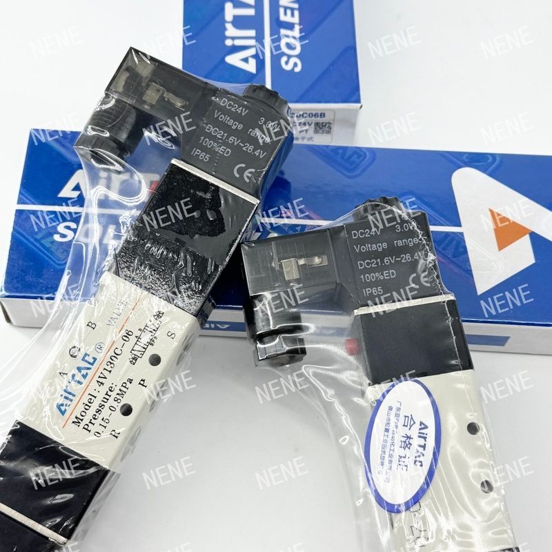 5 Δρόμος 3 Θέση 4V130E-06 Αερορευστότητα AIRTAC Σολενοειδής βαλβίδα με σώμα από κράμα αλουμινίου