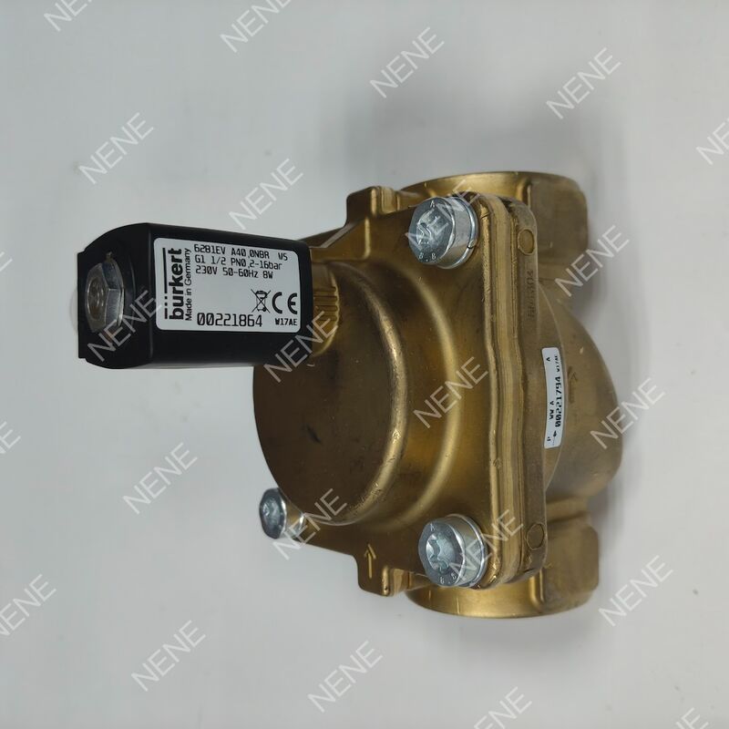 DC24V BURKERT Τύπου 6281 00221868 G3/8 2/2 Κανονικά Κλειστό Σώμα Βαλβίδας από Ορείχαλκο Λειτουργία Χειροκίνητης Παράκαμψης 13.0 Διάφραγμα Ροής FKM Seal 8W 0.2-16bar 0 έως +120°C