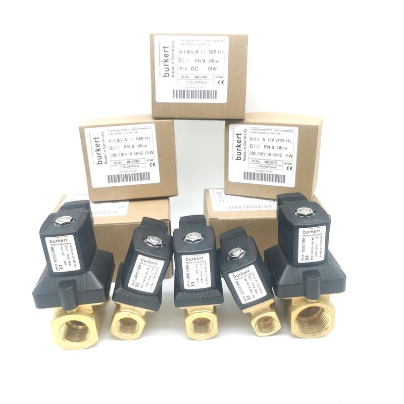 20 mm Μεγάλη πύλη ροής NBR Σφραγισμένος Burkert 6213 Σολενοειδής βαλβίδα 00221633, G3/4 Συνήθως κλειστή 2/2 Οδός Κεφάλαιο χάλκινο AC220V 8W, θερμοκρασία εργασίας -10 ~ 80 °C 0-10bar