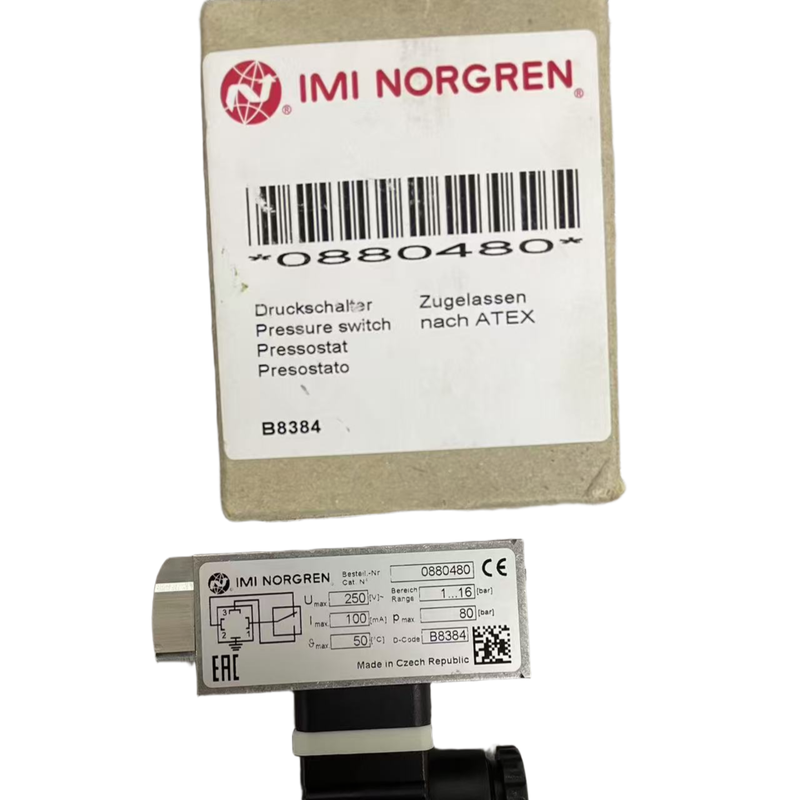 Αντιεκρηκτικός διακόπτης πίεσης NORGREN 0880480 με σπείρωμα G1/4 1 έως 16bar διακόπτης ελέγχου πίεσης για επικίνδυνες περιοχές
