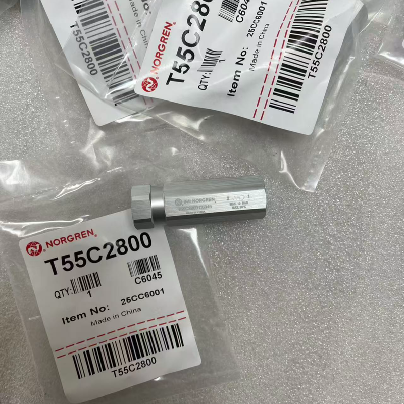 Συμπίεση Πνευματική βαλβίδα ελέγχου T55C2800 IMI Norgren G1/4 BSPP Thread Lightweight Non Return Valve Για Πνευματικό κύκλωμα ρομπότ