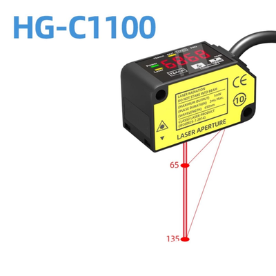 Αισθητήρας μετατόπισης λέιζερ HG-C1100 100mm απόσταση κέντρου ±35mm εύρος μέτρησης 70um επαναληψιμότητα IP67 12-24V DC NPN PNP έξοδος 0-5V 4-20mA αναλογικό σήμα
